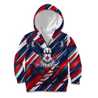 USA World Football Kid Hoodie One Team One Goal - Patriotic Bald Eagle Mascot Soccer