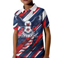 USA World Football Kid Polo Shirt One Team One Goal - Patriotic Bald Eagle Mascot Soccer
