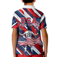 USA World Football Kid Polo Shirt One Team One Goal - Patriotic Bald Eagle Mascot Soccer