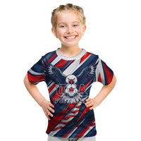 USA World Football Kid T Shirt One Team One Goal - Patriotic Bald Eagle Mascot Soccer