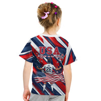 USA World Football Kid T Shirt One Team One Goal - Patriotic Bald Eagle Mascot Soccer