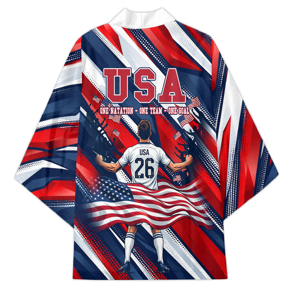 USA World Football Kimono One Team One Goal - Patriotic Bald Eagle Mascot Soccer