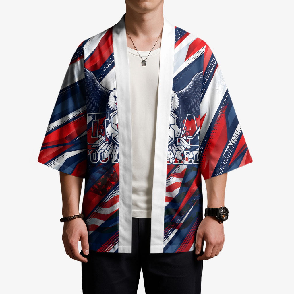 USA World Football Kimono One Team One Goal - Patriotic Bald Eagle Mascot Soccer