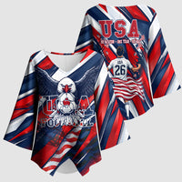 USA World Football Kimono Sleeve Blouse One Team One Goal - Patriotic Bald Eagle Mascot Soccer