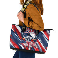 USA World Football Leather Tote Bag One Team One Goal - Patriotic Bald Eagle Mascot Soccer
