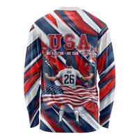 USA World Football Long Sleeve Shirt One Team One Goal - Patriotic Bald Eagle Mascot Soccer