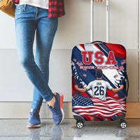 USA World Football Luggage Cover One Team One Goal - Patriotic Bald Eagle Mascot Soccer