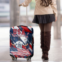 USA World Football Luggage Cover One Team One Goal - Patriotic Bald Eagle Mascot Soccer