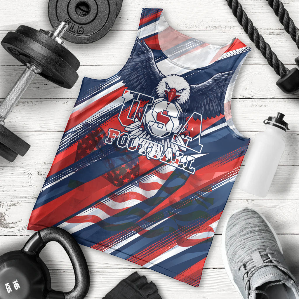 USA World Football Men Tank Top One Team One Goal - Patriotic Bald Eagle Mascot Soccer