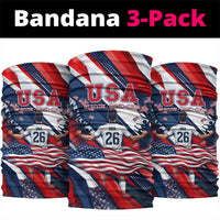 USA World Football Neck Gaiter One Team One Goal - Patriotic Bald Eagle Mascot Soccer