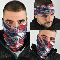 USA World Football Neck Gaiter One Team One Goal - Patriotic Bald Eagle Mascot Soccer