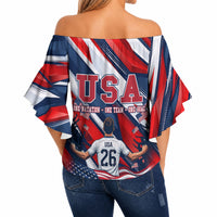 USA World Football Off Shoulder Wrap Waist Top One Team One Goal - Patriotic Bald Eagle Mascot Soccer