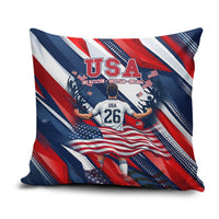 USA World Football Pillow Cover One Team One Goal - Patriotic Bald Eagle Mascot Soccer