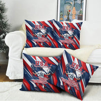 USA World Football Pillow Cover One Team One Goal - Patriotic Bald Eagle Mascot Soccer