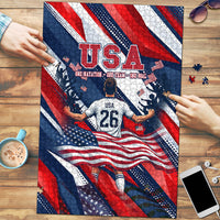 USA World Football Puzzle One Team One Goal - Patriotic Bald Eagle Mascot Soccer