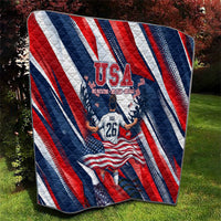 USA World Football Quilt One Team One Goal - Patriotic Bald Eagle Mascot Soccer