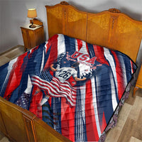USA World Football Quilt One Team One Goal - Patriotic Bald Eagle Mascot Soccer