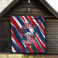 USA World Football Quilt One Team One Goal - Patriotic Bald Eagle Mascot Soccer