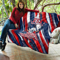 USA World Football Quilt One Team One Goal - Patriotic Bald Eagle Mascot Soccer
