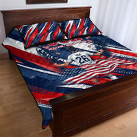 USA World Football Quilt Bed Set One Team One Goal - Patriotic Bald Eagle Mascot Soccer