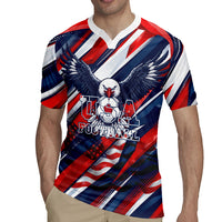 USA World Football Rugby Jersey One Team One Goal - Patriotic Bald Eagle Mascot Soccer