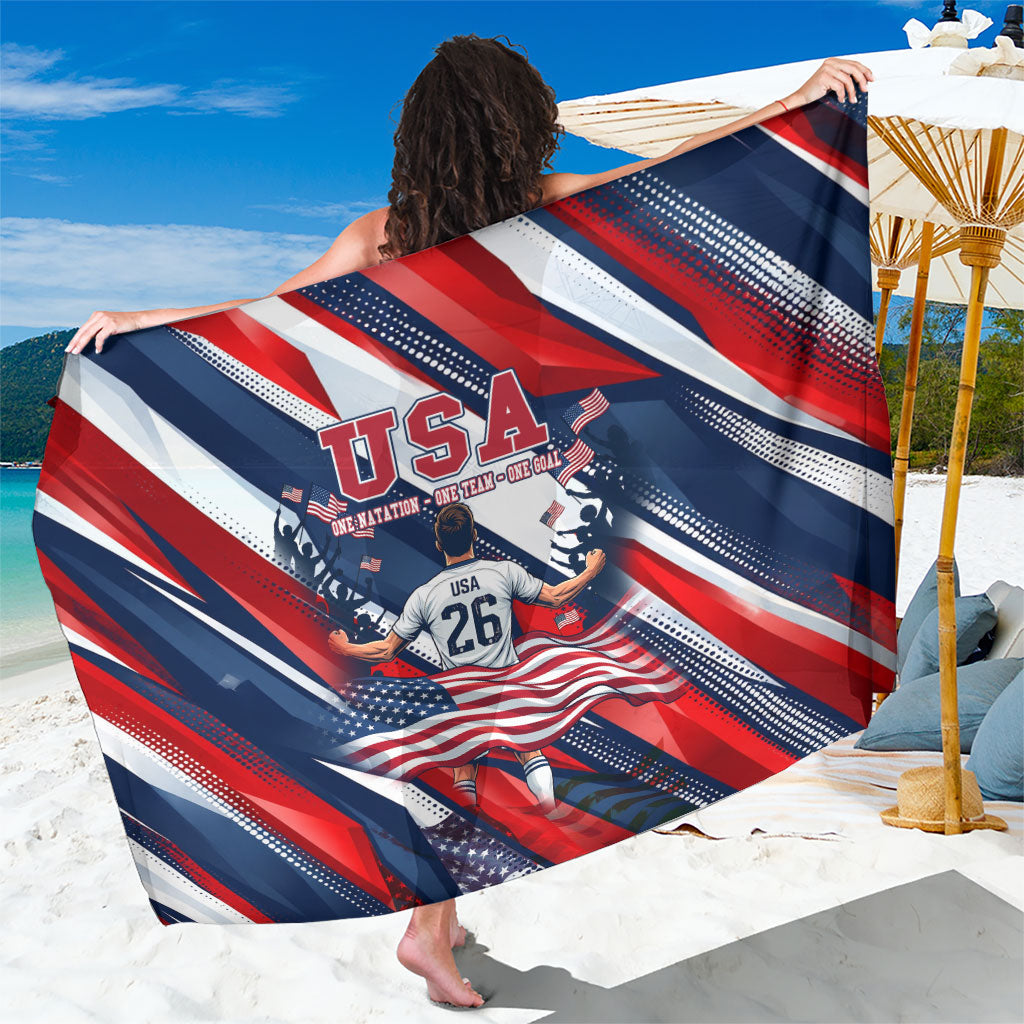 USA World Football Sarong One Team One Goal - Patriotic Bald Eagle Mascot Soccer