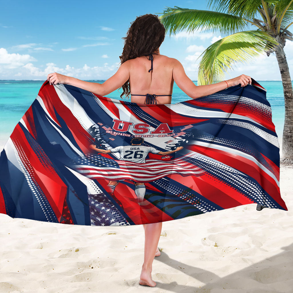 USA World Football Sarong One Team One Goal - Patriotic Bald Eagle Mascot Soccer