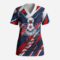 USA World Football Scrub Top One Team One Goal - Patriotic Bald Eagle Mascot Soccer