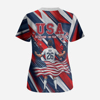 USA World Football Scrub Top One Team One Goal - Patriotic Bald Eagle Mascot Soccer