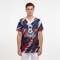 USA World Football Scrub Top One Team One Goal - Patriotic Bald Eagle Mascot Soccer