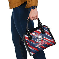 USA World Football Shoulder Handbag One Team One Goal - Patriotic Bald Eagle Mascot Soccer