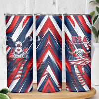 USA World Football Skinny Tumbler One Team One Goal - Patriotic Bald Eagle Mascot Soccer
