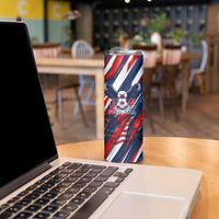 USA World Football Skinny Tumbler One Team One Goal - Patriotic Bald Eagle Mascot Soccer