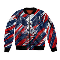 USA World Football Sleeve Zip Bomber Jacket One Team One Goal - Patriotic Bald Eagle Mascot Soccer
