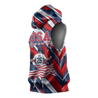 USA World Football Sleeveless Hoodie One Team One Goal - Patriotic Bald Eagle Mascot Soccer