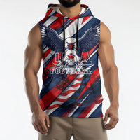 USA World Football Sleeveless Hoodie One Team One Goal - Patriotic Bald Eagle Mascot Soccer