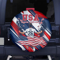 USA World Football Spare Tire Cover One Team One Goal - Patriotic Bald Eagle Mascot Soccer