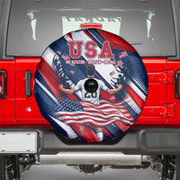 USA World Football Spare Tire Cover One Team One Goal - Patriotic Bald Eagle Mascot Soccer