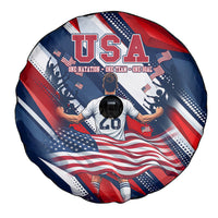 USA World Football Spare Tire Cover One Team One Goal - Patriotic Bald Eagle Mascot Soccer
