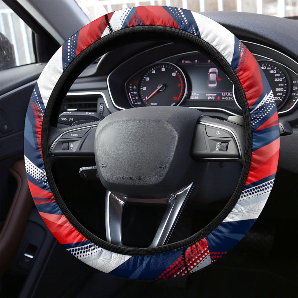USA World Football Steering Wheel Cover One Team One Goal - Patriotic Bald Eagle Mascot Soccer