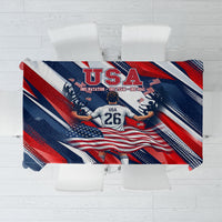 USA World Football Tablecloth One Team One Goal - Patriotic Bald Eagle Mascot Soccer