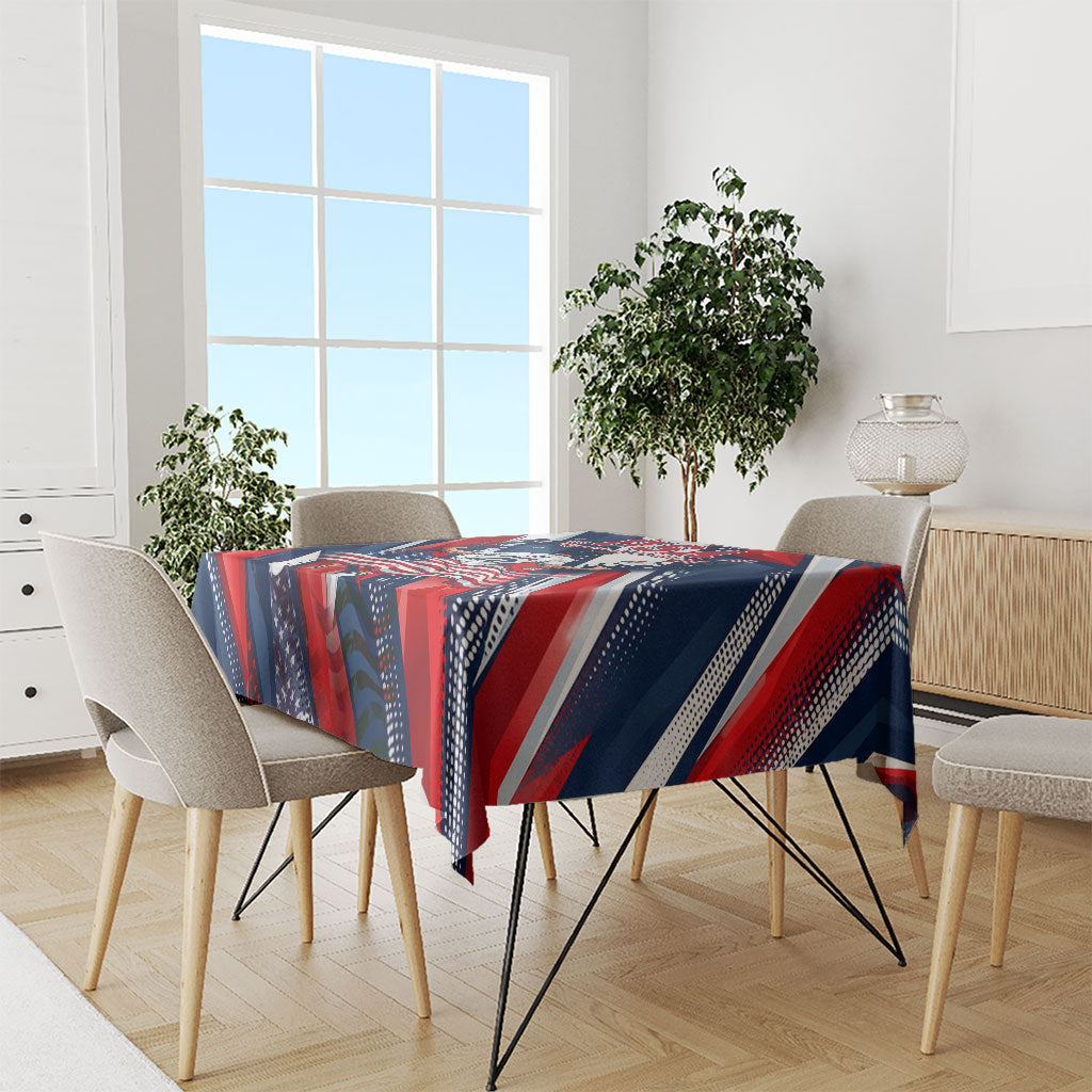 USA World Football Tablecloth One Team One Goal - Patriotic Bald Eagle Mascot Soccer