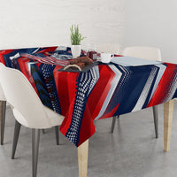 USA World Football Tablecloth One Team One Goal - Patriotic Bald Eagle Mascot Soccer