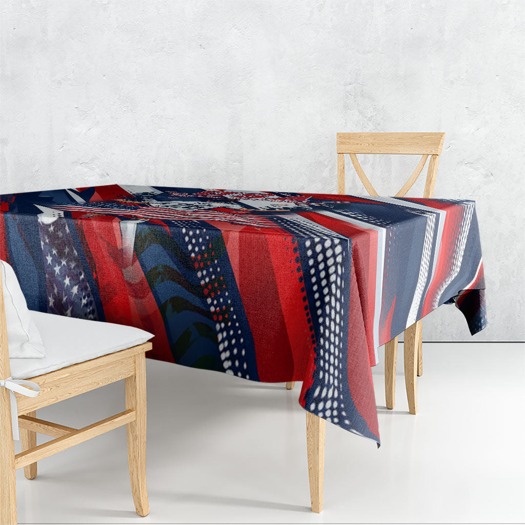 USA World Football Tablecloth One Team One Goal - Patriotic Bald Eagle Mascot Soccer
