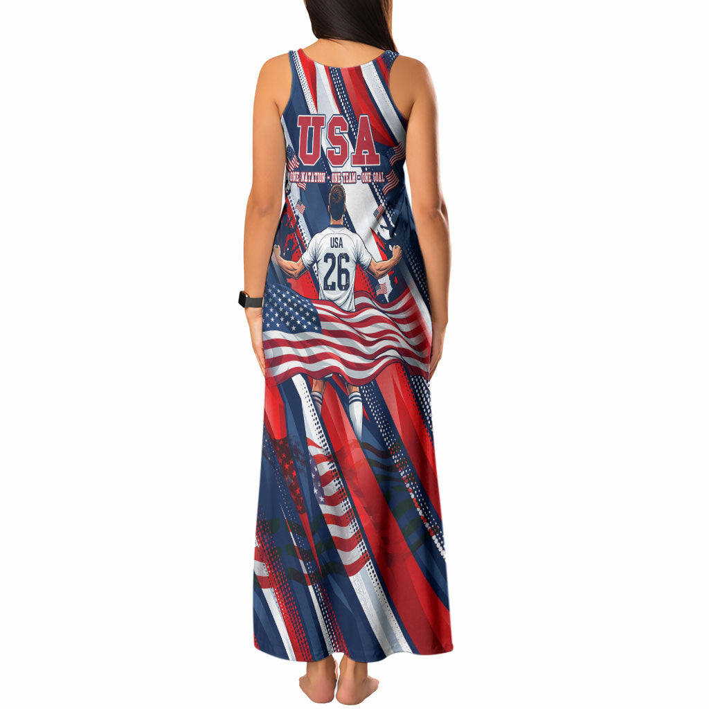 USA World Football Tank Maxi Dress One Team One Goal - Patriotic Bald Eagle Mascot Soccer