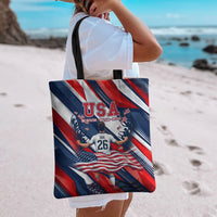 USA World Football Tote Bag One Team One Goal - Patriotic Bald Eagle Mascot Soccer