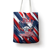 USA World Football Tote Bag One Team One Goal - Patriotic Bald Eagle Mascot Soccer