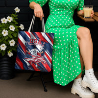 USA World Football Tote Bag One Team One Goal - Patriotic Bald Eagle Mascot Soccer