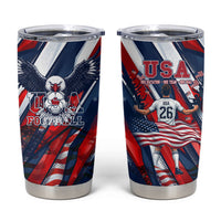 USA World Football Tumbler Cup One Team One Goal - Patriotic Bald Eagle Mascot Soccer