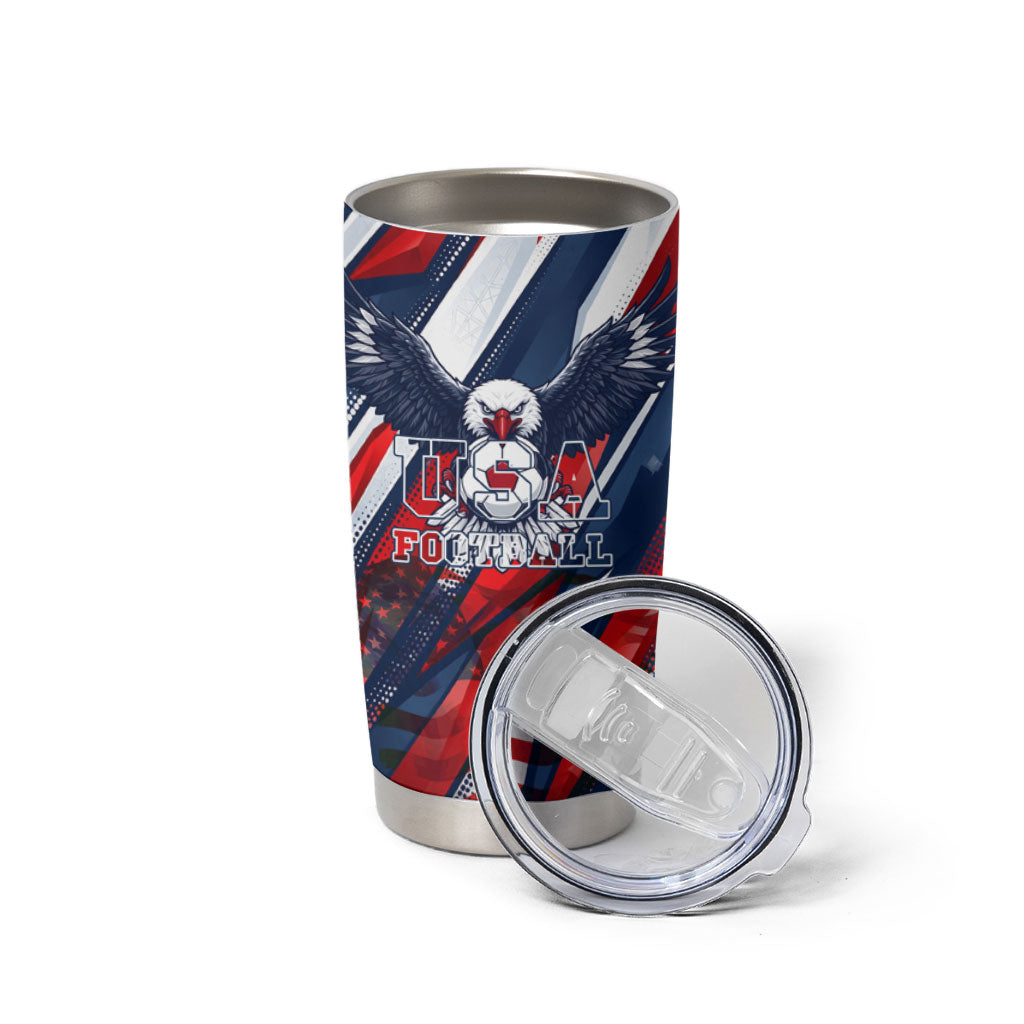 USA World Football Tumbler Cup One Team One Goal - Patriotic Bald Eagle Mascot Soccer